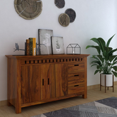 The Attic Cruzz Solid Wood Sideboard Honey